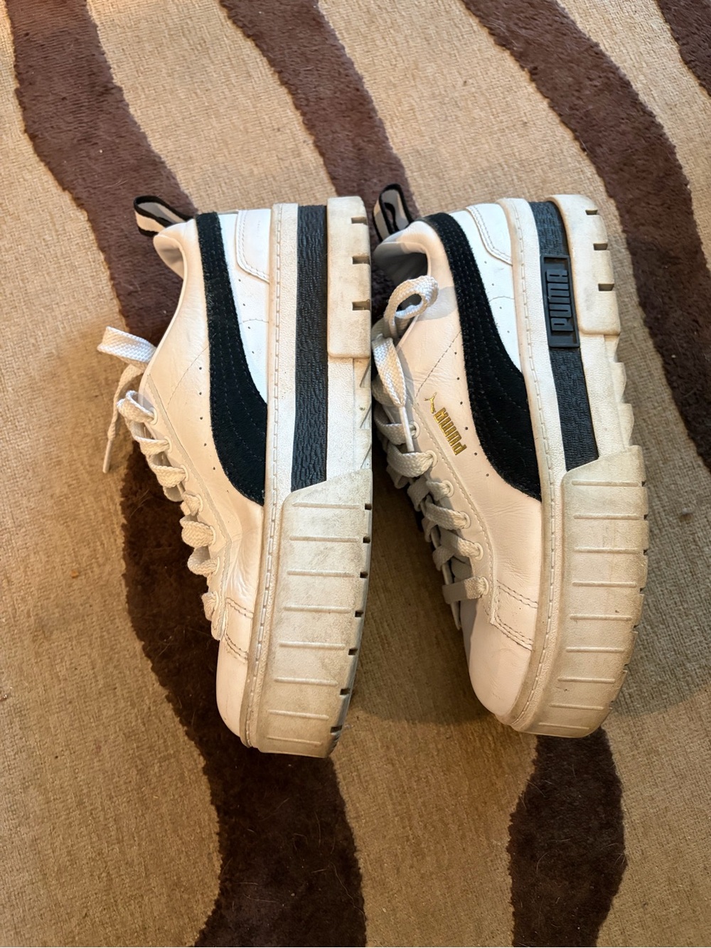 Puma White and Black Platform Sneakers for Women